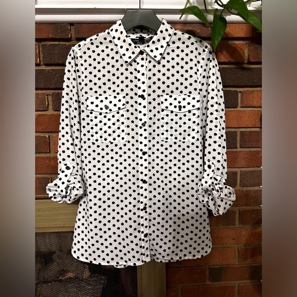 apple print button up blouse (shirt) size Medium - Picture 1 of 9